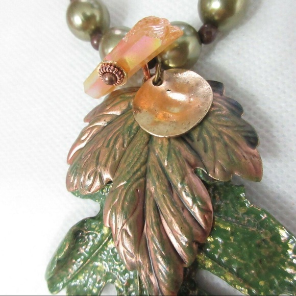 TRESKA FOREST COLLECTIONS BEADED LEAF NECKLACE NWT - Picture 3 of 6